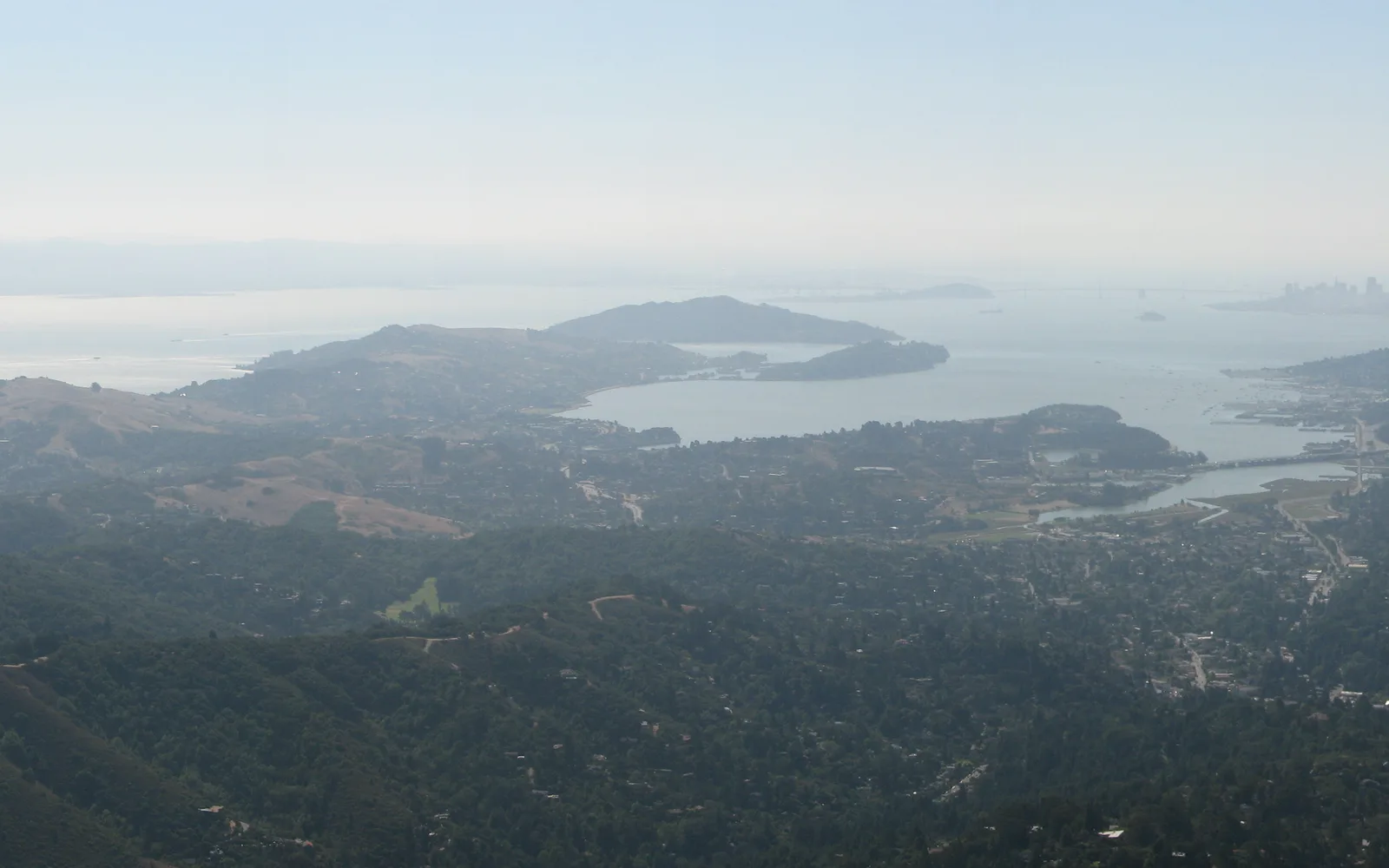 View of San Pablo Bay from Mount Tamalpais, showing the bay with surrounding East Bay geography